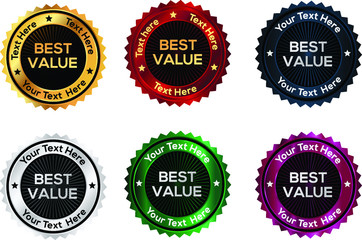 Fototapeta na wymiar Best Value seal or Badge in metallic colours 