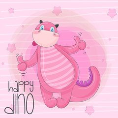Cute animal cartoon animal dinosaurs illustration for kids