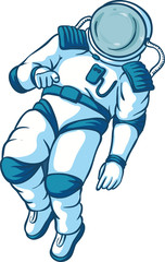 Spaceman in White and Blue Spacesuit