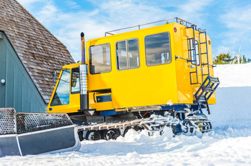 snow track vehicle in ski resort