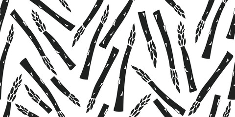 Hand drawn vector asparagus seamless pattern. Organic fresh vegetable illustration. Cute vegetable botanical background.