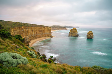 gibson steps  at sunset, twelve apostles, great ocean road in victoria, australia