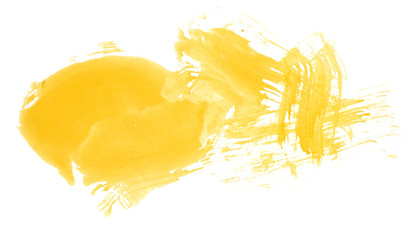 Abstract watercolor background hand-drawn on paper. Volumetric smoke elements. Yellow color. For design, web, card, text, decoration, surfaces.