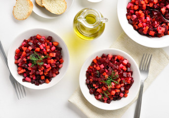 Beet salad in bowls