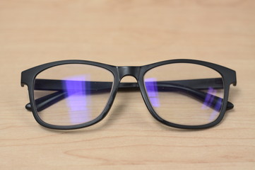 glasses on table background
