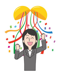 	くす玉　喜ぶ　女性