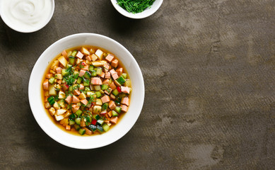 Cold russian soup Okroshka