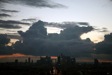 sunset over the city