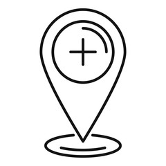 Obraz premium Hospital gps location icon. Outline hospital gps location vector icon for web design isolated on white background