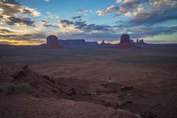 sunset at artists point in monument valley, usa