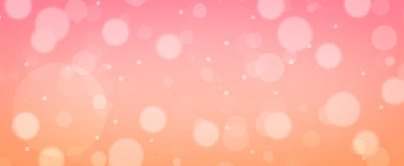 Glowing soft orange and pink circles.  Spring concept.  Blurred bokeh circles.  Website banner.  Celebration.