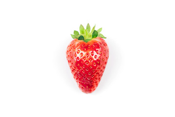 Organic strawberry berry isolated on white background.