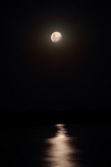 full moon in the night in the see