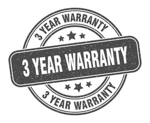 3 year warranty stamp. 3 year warranty label. round grunge sign