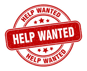help wanted stamp. help wanted label. round grunge sign