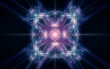 Fototapeta premium abstract illustration of a fantastic star with many rays on a black background