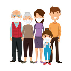 family members using face mask vector illustration design