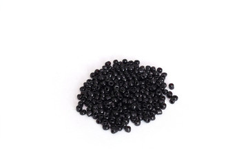Beads on a white background. Black bead. Isolated beads.