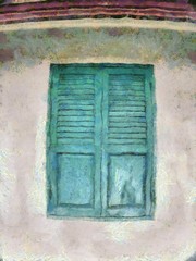 Antique wooden window Illustrations creates an impressionist style of painting.