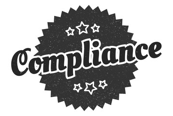 compliance sign. compliance round vintage retro label. compliance