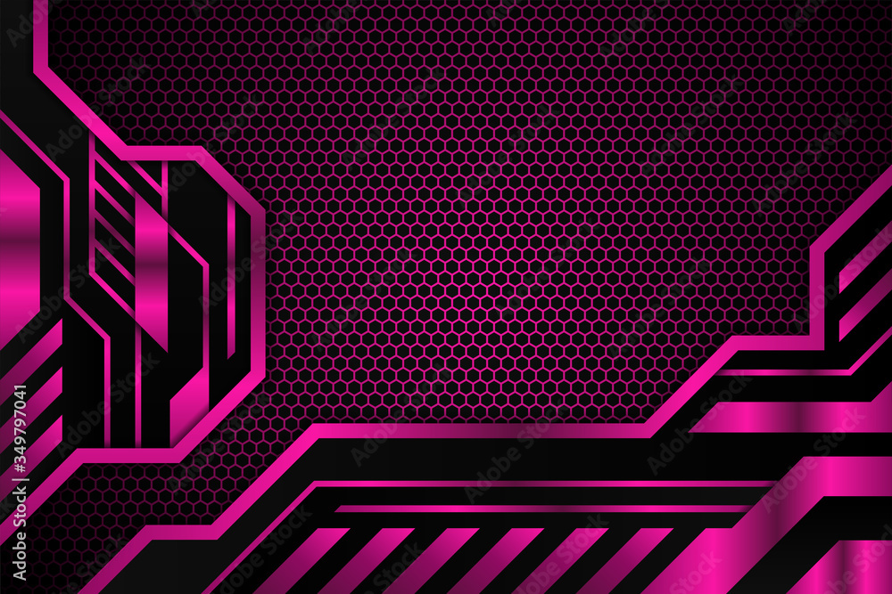 Poster abstract background geometric pink and black gradient colors.gaming style with hexagon pattern.