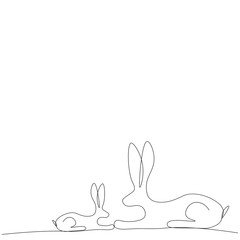 Obraz premium Bunny on white background mom and baby, vector illustration