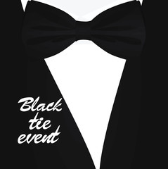 Black tie event card. vector illustration