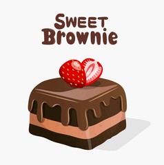 chocolate brownies isolated on white background.vector illustration