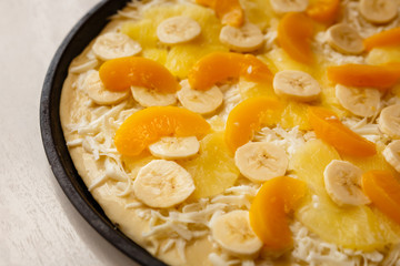 Sweet dessert pizza 