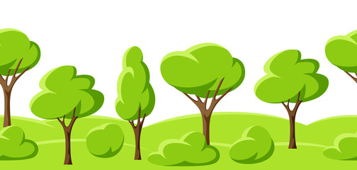 Spring or summer seamless pattern with stylized trees.