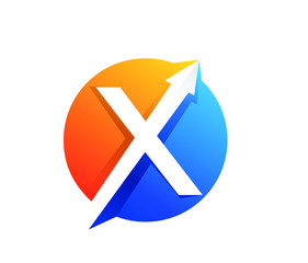 A vector illustration of circle X and arrow logo