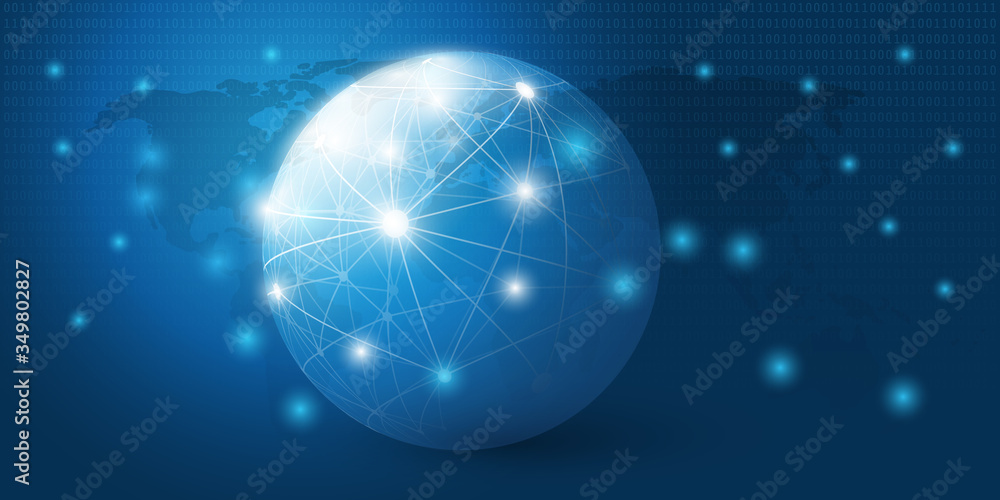 Poster abstract blue minimal style cloud computing, networks structure, telecommunications concept design, 
