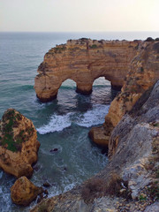 cliffs in the sea in portugal algarve