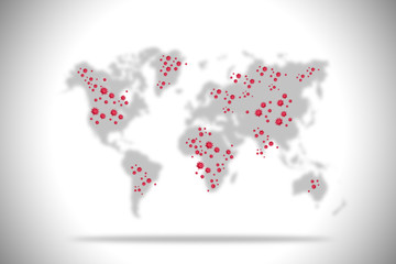 illustration on spreading of covid-19 disease with corona virus in the whole world.