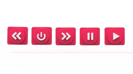 Illustration Set of music Button s concept social media 3D visualization