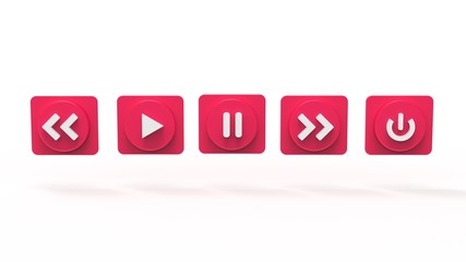 Illustration Set of music Button s concept social media 3D visualization