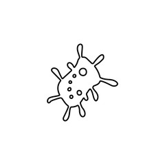 Microscopic virus icon. Disease pathogen, coronavirus infection symbol. Bacteria, microbe sign. Microbiology, germs, cell biology concept. Line icon design for modern web and mobile concept.
