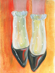 shoes. fashion sketch. watercolor illustration - 349806819