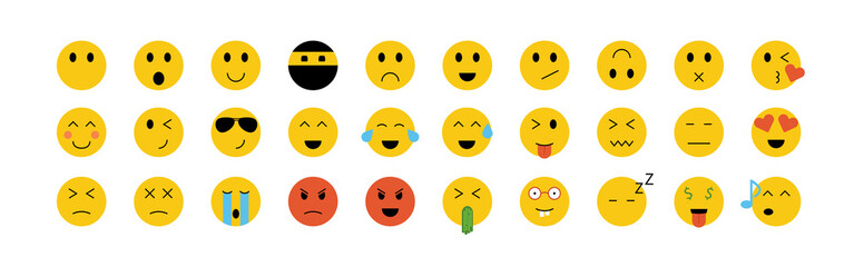 Emoticon smiley face vector isolated icon set. Modern flat illustration