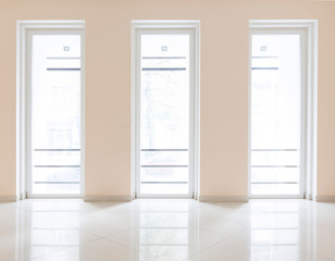 Creative doors in modern high tech hospital interior