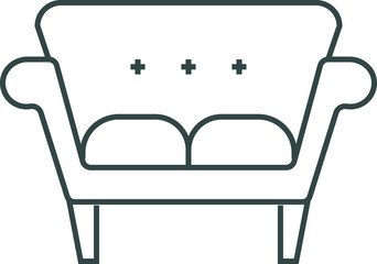 icon line, trapezium-shaped armchair with armrests, highly legs