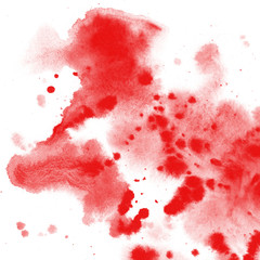 Red wet stain background.  Abstract grunge watercolor painting. - 349810483