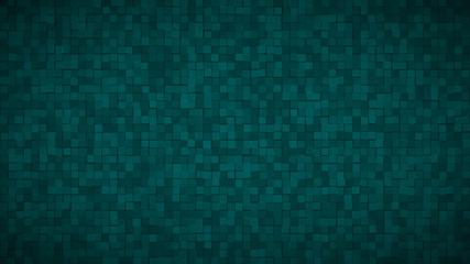 Abstract background of small squares or pixels in dark turquoise colors