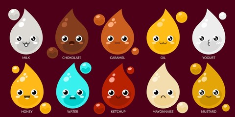 Abstract Food Drop Vector Flat Cartoon Character Illustration