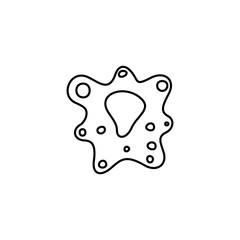 Microscopic virus icon. Disease pathogen, coronavirus infection symbol. Bacteria, microbe sign. Microbiology, germs, cell biology concept. Line icon design for modern web and mobile concept.