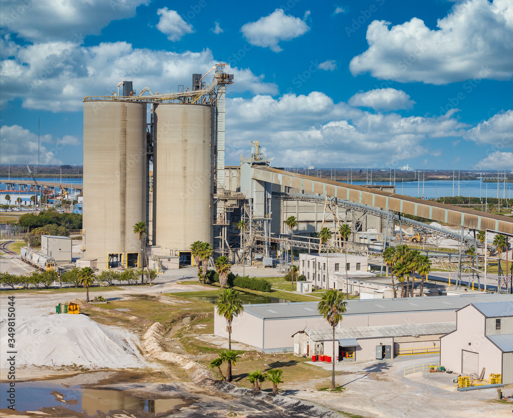 Sticker Shipping operation at a busy industrial port in Tampa