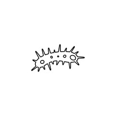Microscopic virus icon. Disease pathogen, coronavirus infection symbol. Bacteria, microbe sign. Microbiology, germs, cell biology concept. Line icon design for modern web and mobile concept.