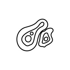 Microscopic virus icon. Disease pathogen, coronavirus infection symbol. Bacteria, microbe sign. Microbiology, germs, cell biology concept. Line icon design for modern web and mobile concept.