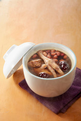 Delicious Chinese traditional stew, peanut and chicken feet soup

