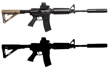 special forces rifle with alpha channel isolated on white background
